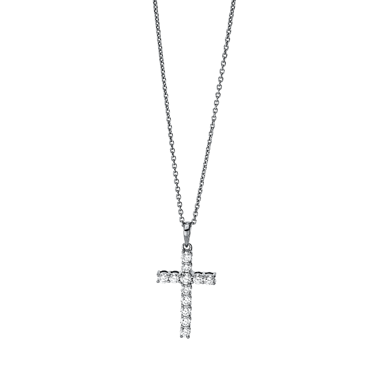 Collier 18 kt WG Kreuz, mit ZÖ 42 cm