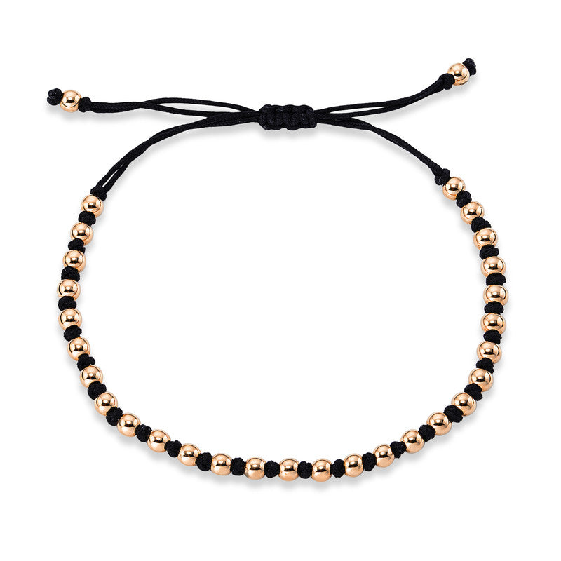 Armband 18 kt WG/RG, black cord strap